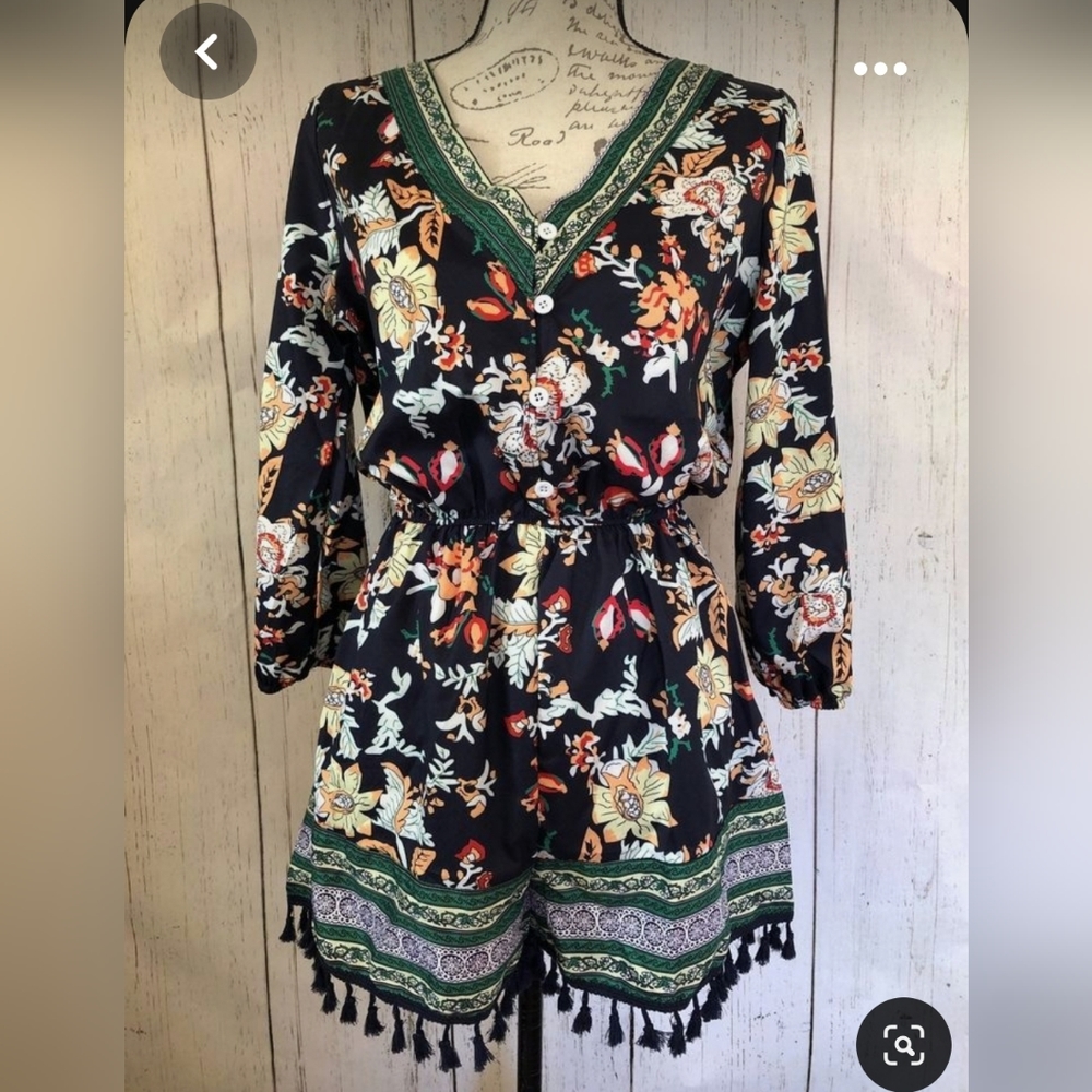 Floral Fringed Casual Jumpsuit Romper